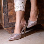Load image into Gallery viewer, Margarita Silver 3.5 Inch Heel
