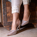 Load image into Gallery viewer, Margarita Silver 3.5 Inch Heel
