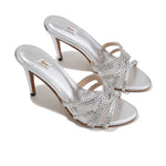 Load image into Gallery viewer, Zoe Silver 3.5 inch heel
