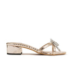 Load image into Gallery viewer, Zuma Texture Gold Leather 1.5 inch Block Heels
