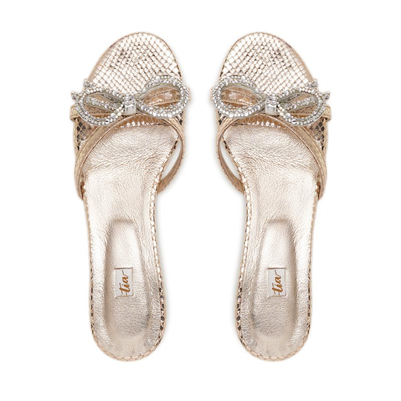 Zuma Texture Gold Leather 1.5 inch Block Heels